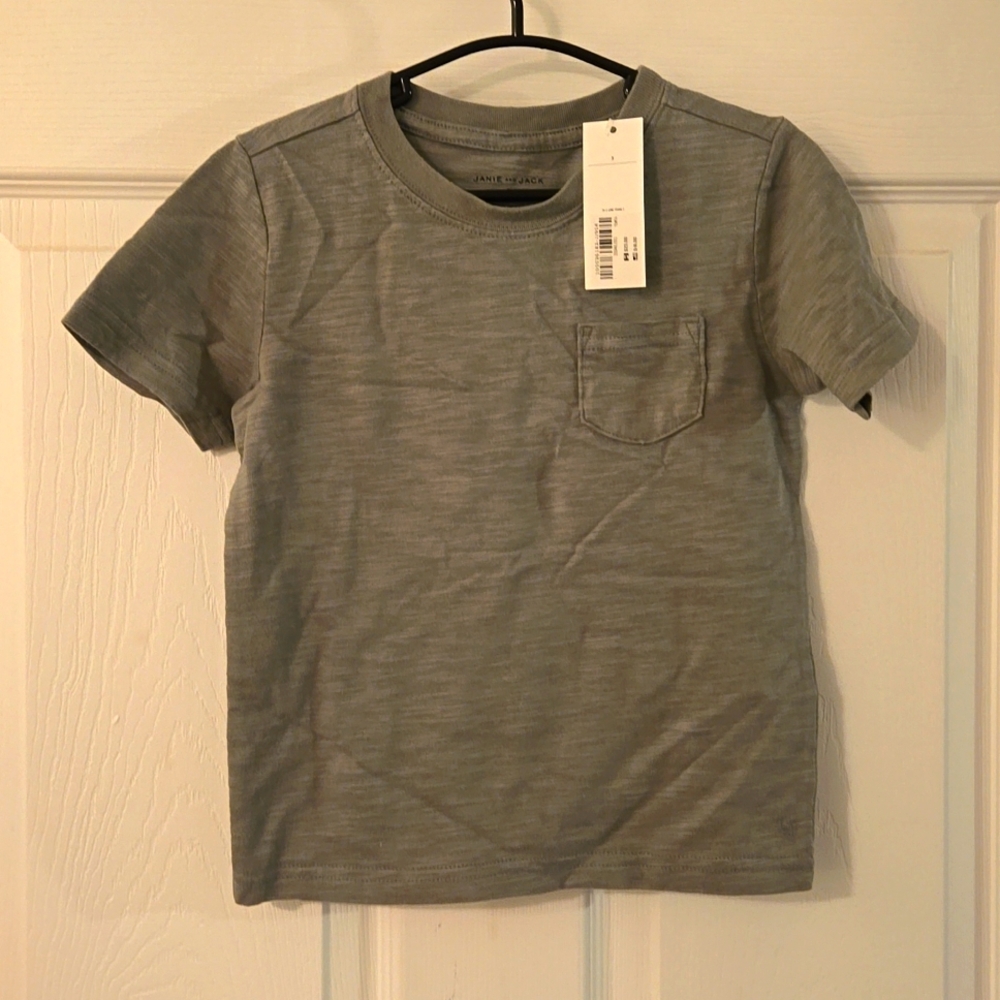 Boys Janie & Jack size 3 Crewneck pocket Tee NWT Green